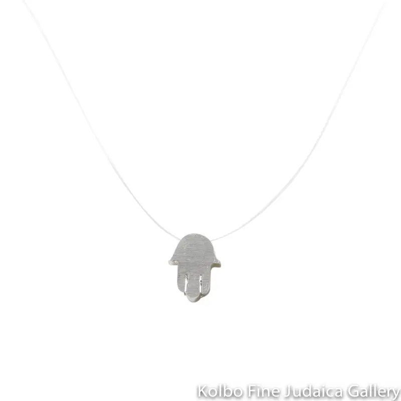 Sterling Silver Hamsa Pendant On Clear Wire Chain 1