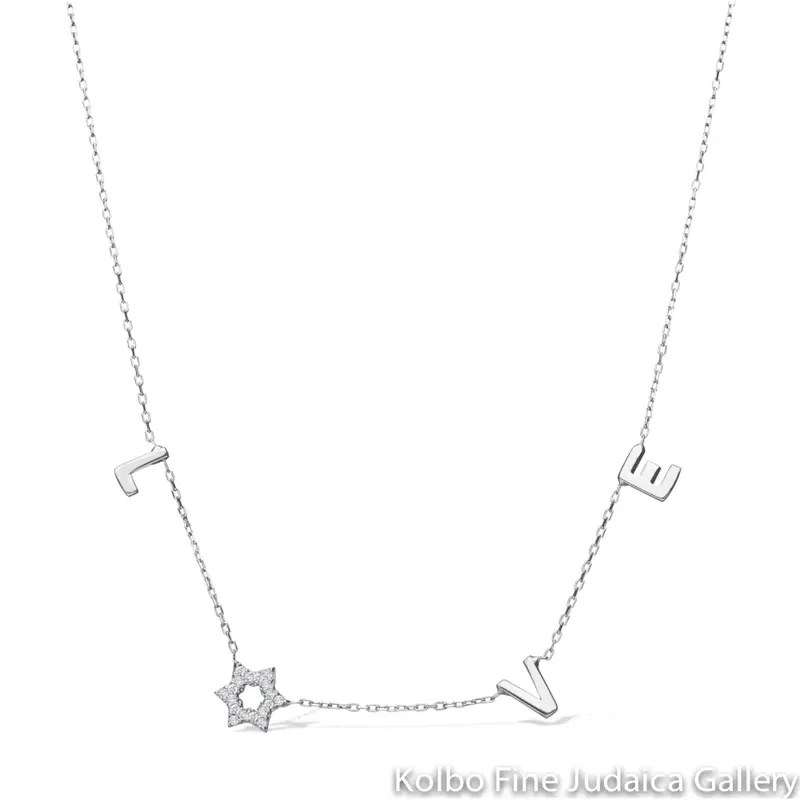 Sterling Silver Love Pendant With Star Accent And Cubic Zirconia Stones 1