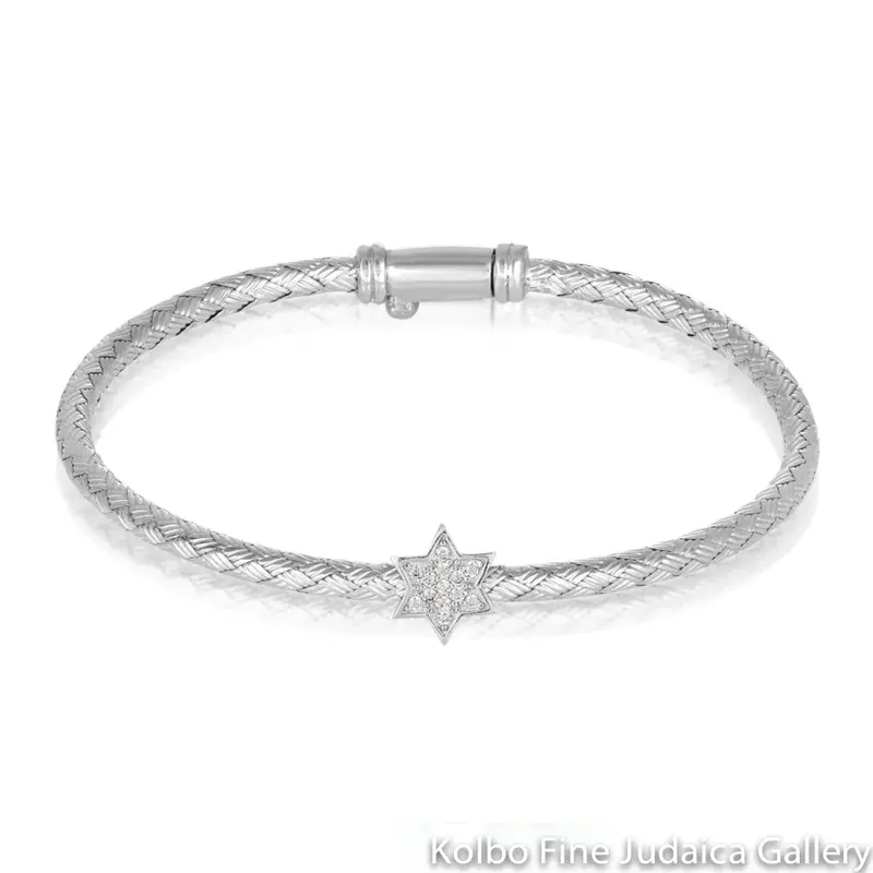 Sterling Silver Star Bracelet – Cubic Zirconia Accent Detail 1