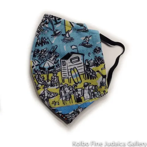 Tel Aviv Coast Face Mask – Adult Size, Artisan-Made Fabric Cover 1
