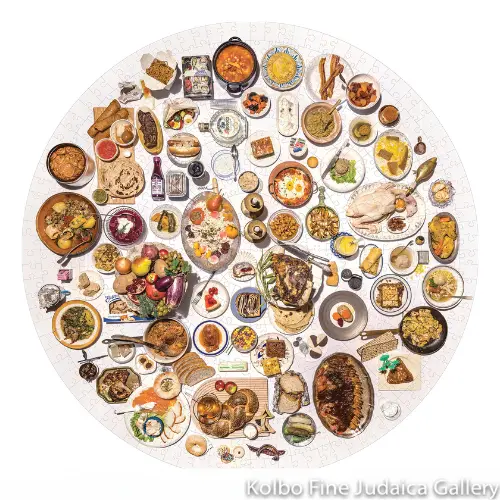 The 100 Most Jewish Foods Puzzle: 500-Piece Circular Celebration Of Culinary Heritage 1