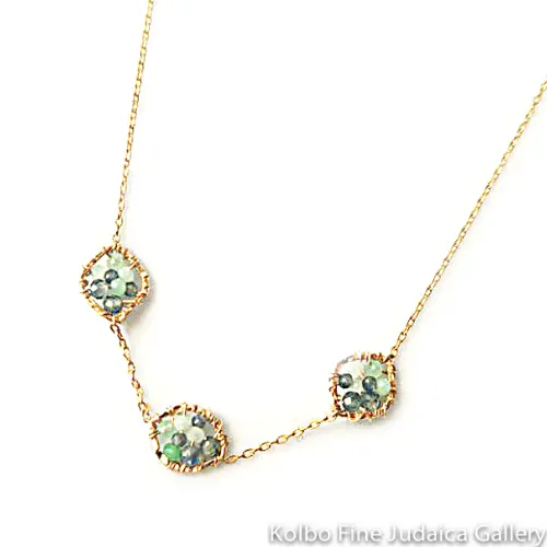 Three-Disc Gemstone Necklace – Minimalist Gold-Filled Pendant Jewelry 1