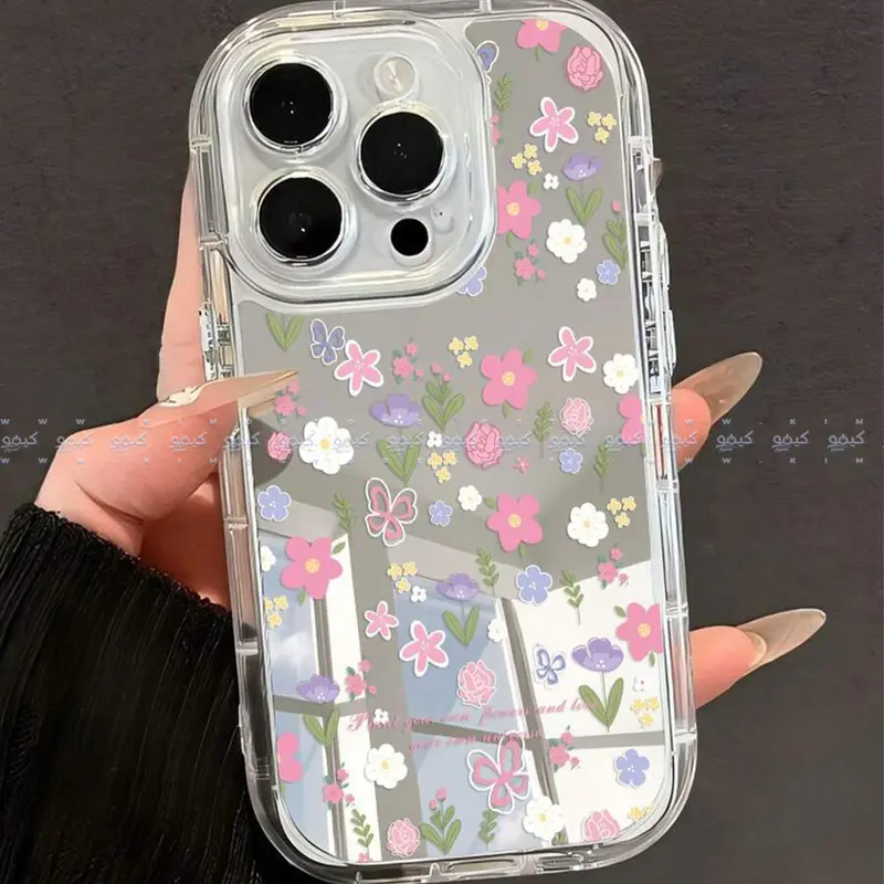 Transparent Floral & Butterfly Print Soft Phone Cover 1