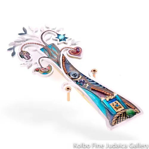 Tree Of Life Mezuzah: Resin-Crafted Symbol On Stainless Steel Housing 1