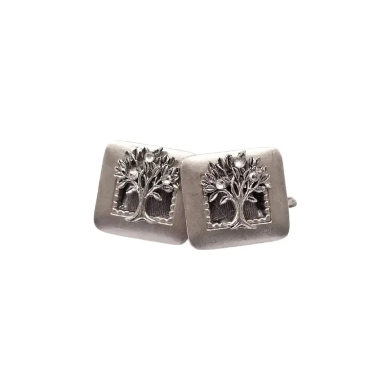 Tree Of Life Tallit Clips – Pewter With Cubic Zirconia Accents 1