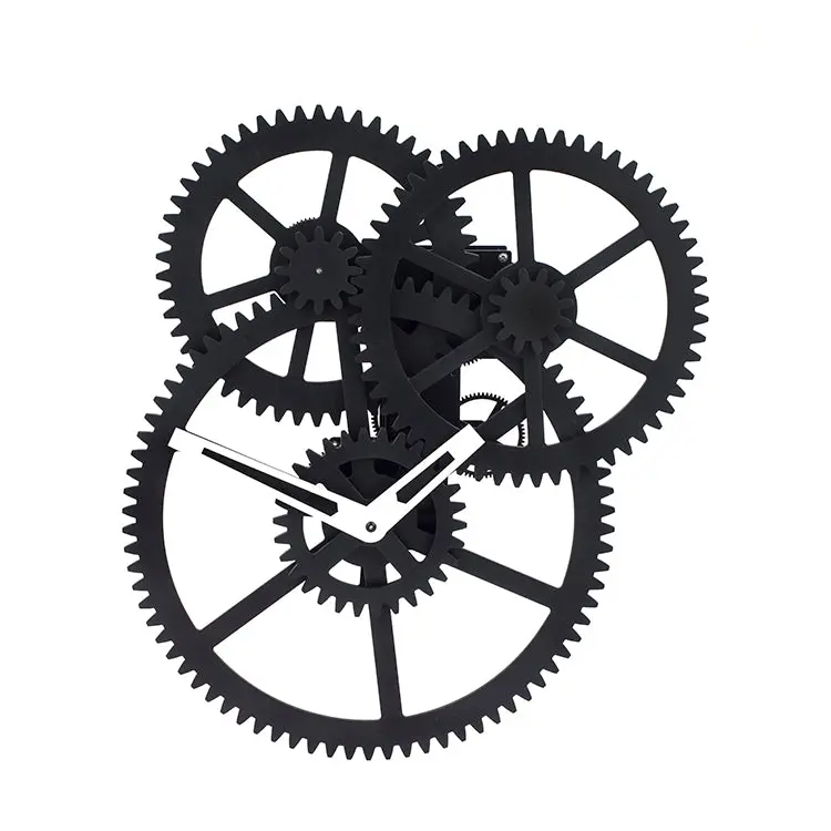 Triple-Gear Analog Wall Clock With Industrial Design 1