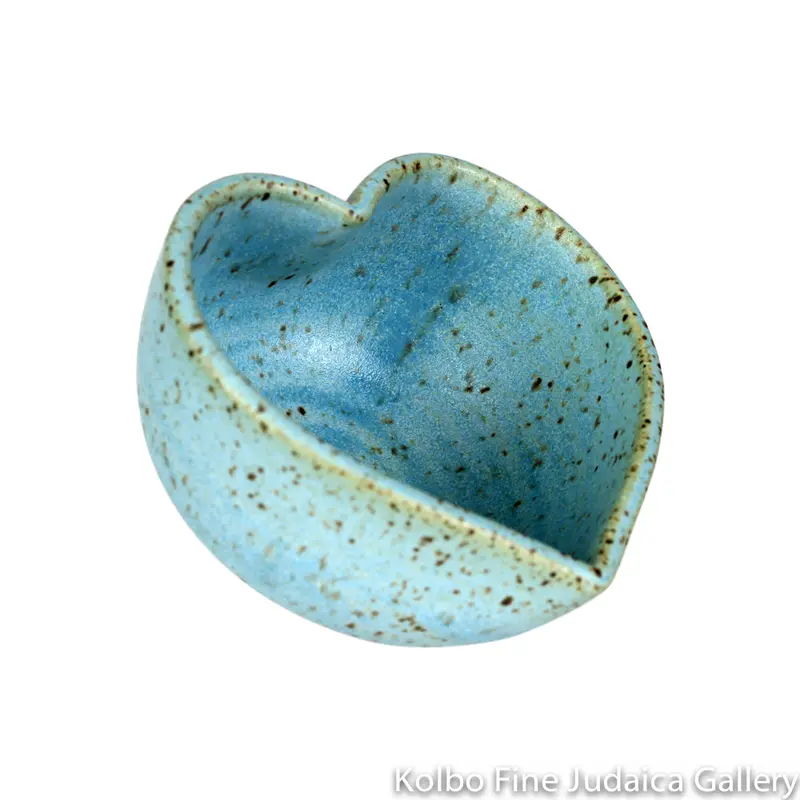 Turquoise Ceramic Heart-Shaped Jewelry Bowl — Small Size 1