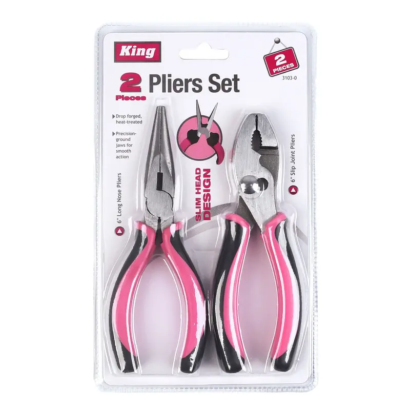 Two-Piece Pink Plier Set – Precision-Jawed For General Repair Tasks 1