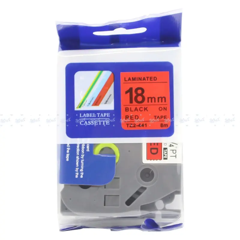 Tz2-441 Label Tape Cartridge – 18Mm × 8M Black Text On Red Background, Brother Pt-Compatible Ribbon 1