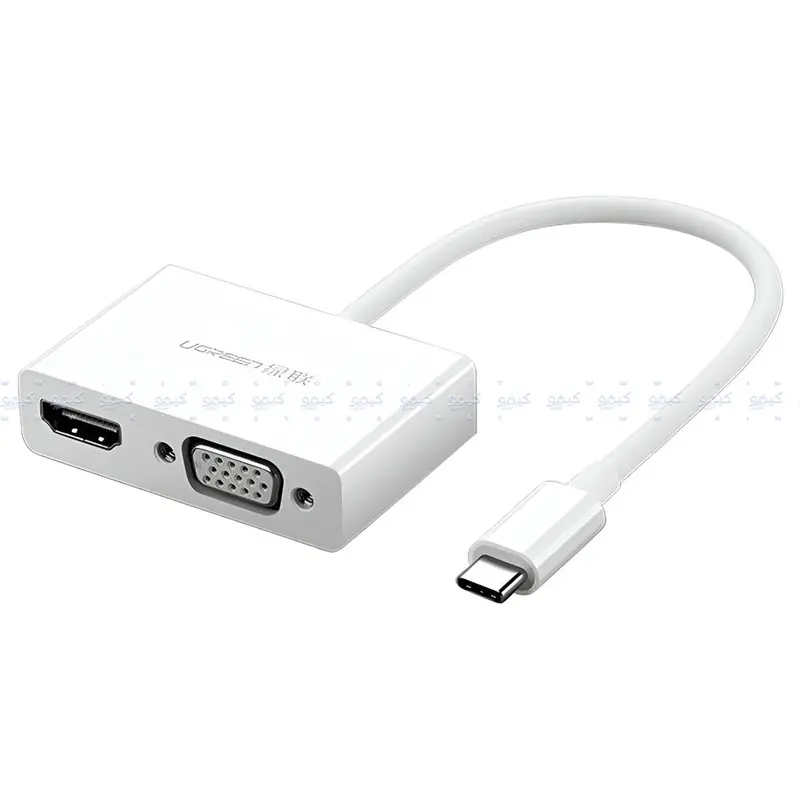 Ugreen 30843 Dual-Output Adapter – Usb-C To Hdmi + Vga Converter, White Housing 1