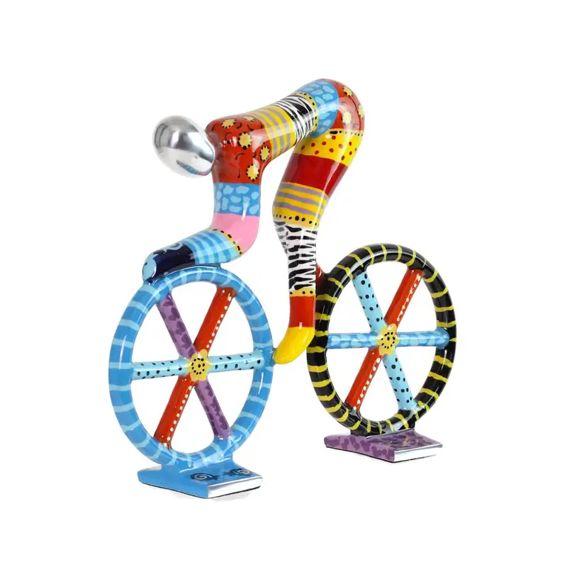Vibrant Multi-Color Aluminum Bicycle Sculpture – Hand-Painted Accent Piece 1