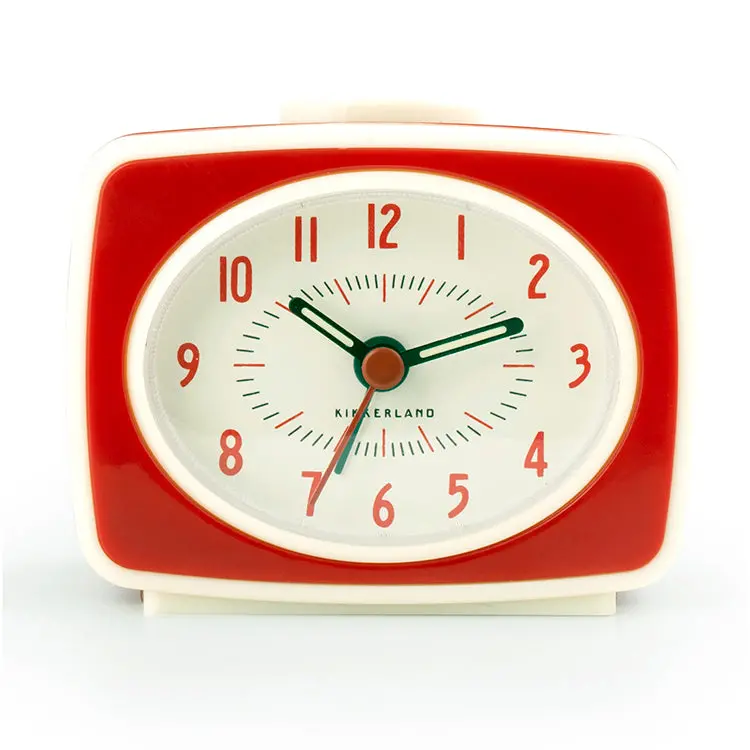 Vintage-Style Red Analog Alarm Clock With Silent Sweep Movement 1