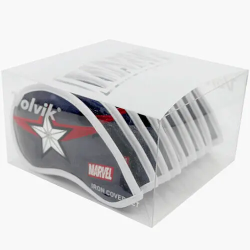 Volvik Marvel Captain America Iron Set Headcovers – Navy-Colored #4–9/S/A/P Bundle 1