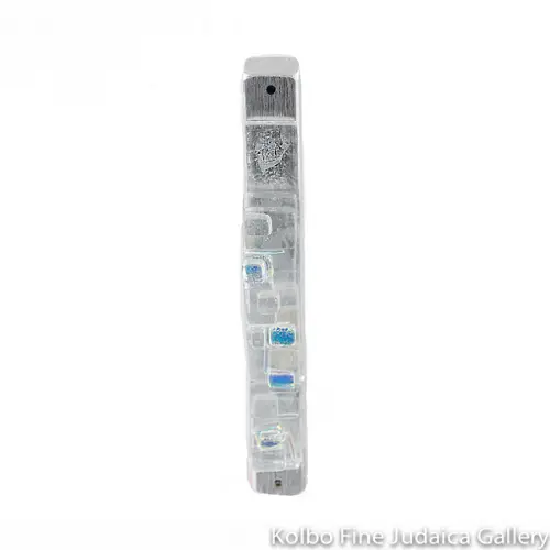 Western Wall Mezuzah — Layered Clear Glass Over Pewter Base 1