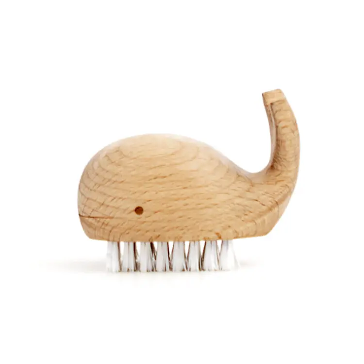 Whale-Shaped Wooden Nail Cleaning Brush 1