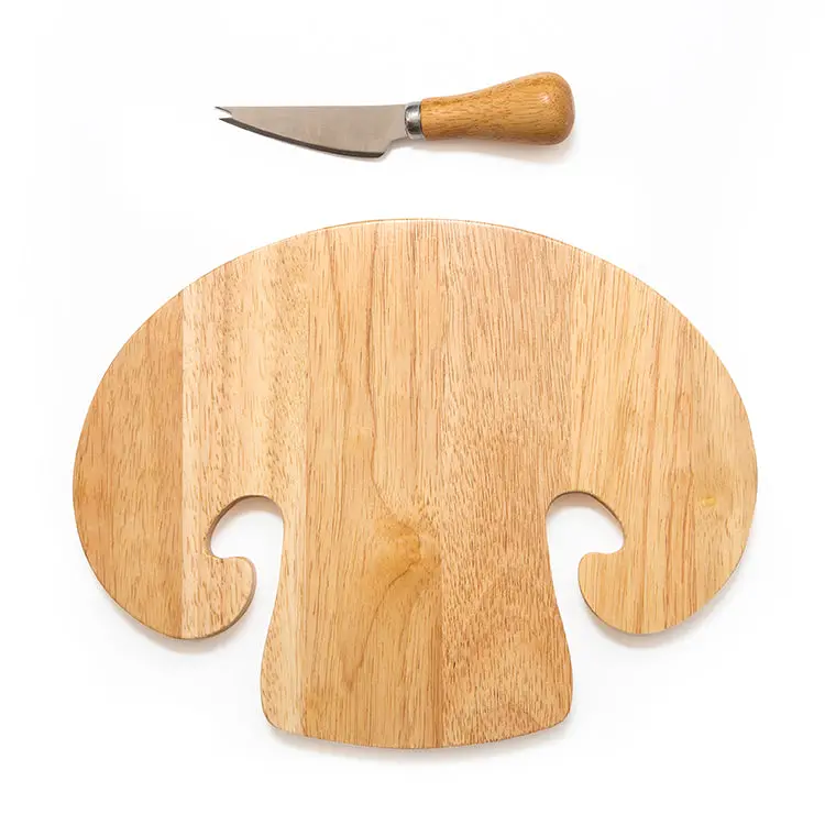 Wooden Mushroom-Shaped Cutting Board With Matching Chef'S Knife 1