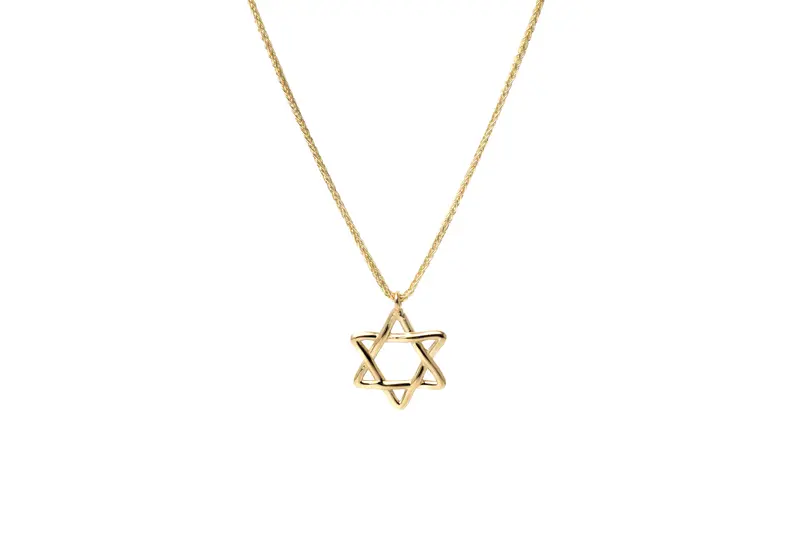 Woven-Design Star Necklace In 14K Gold With Adjustable Chain 1