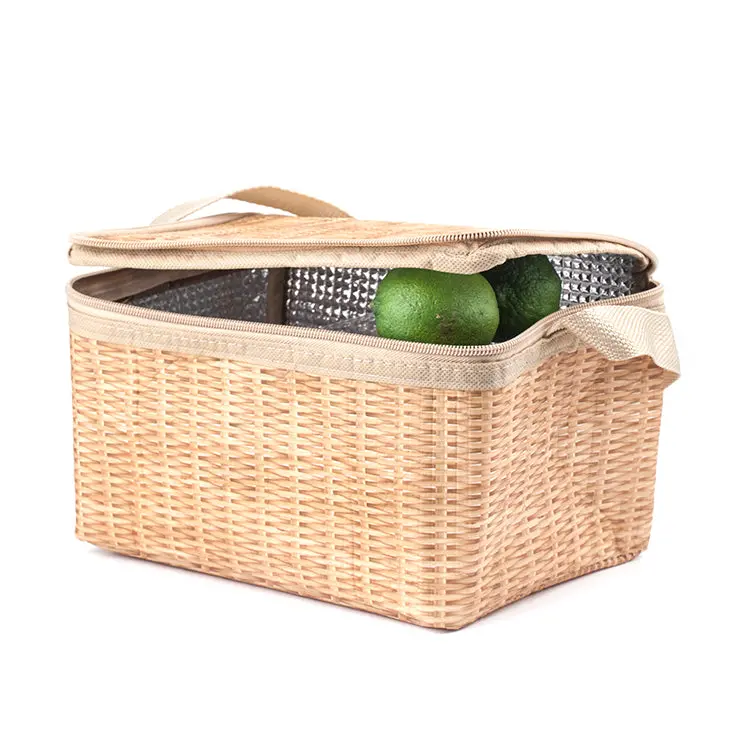 Woven Wicker-Style Insulated Lunch Box 1