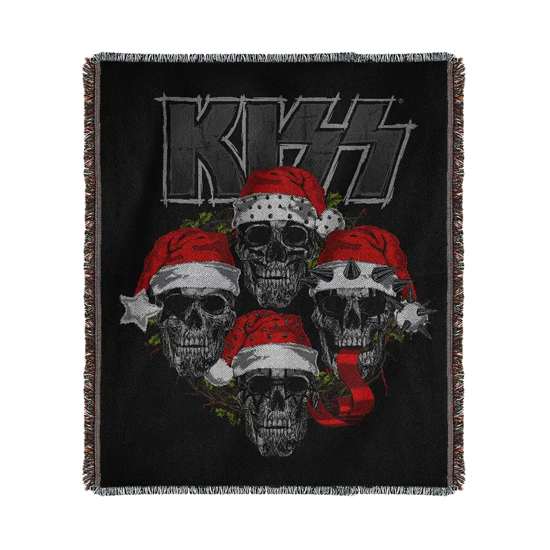 Xmas Skulls Holiday Throw Blanket 1