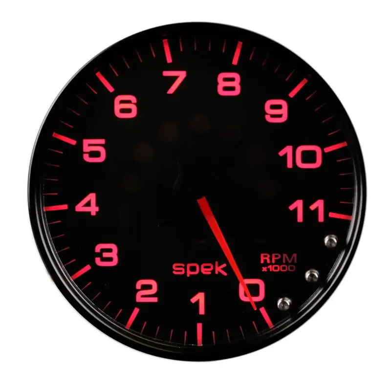Autometer Spek-Pro 5-Inch Tachometer With Shift Light And Peak Rpm Memory – Black Dial/Black Bezel 1